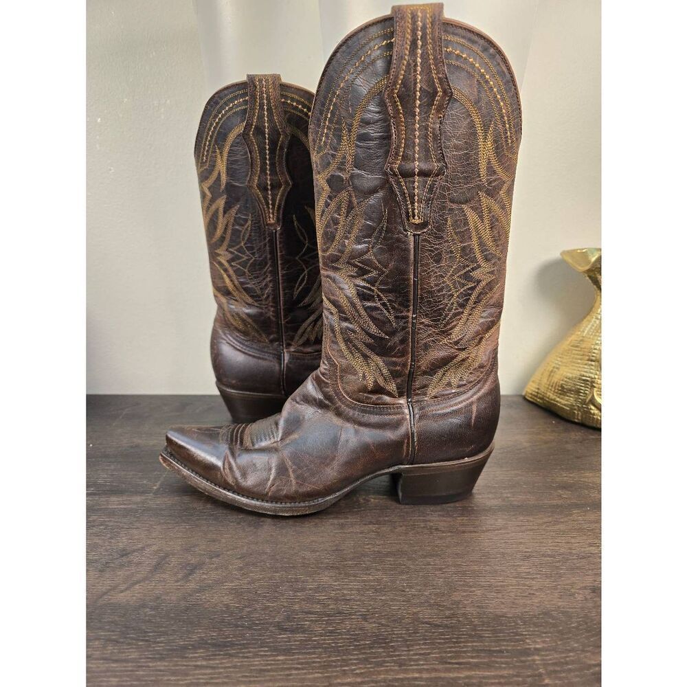 Cavenders Western Cowgirl Boots Brown Snip Toe Women's Size 8